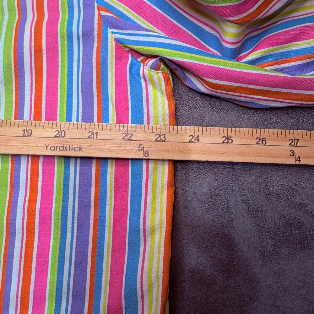 Foxcroft Button Down Shirt Womens 14W Multicolor Rainbow Stripe Wrinkle Free - Picture 4 of 6